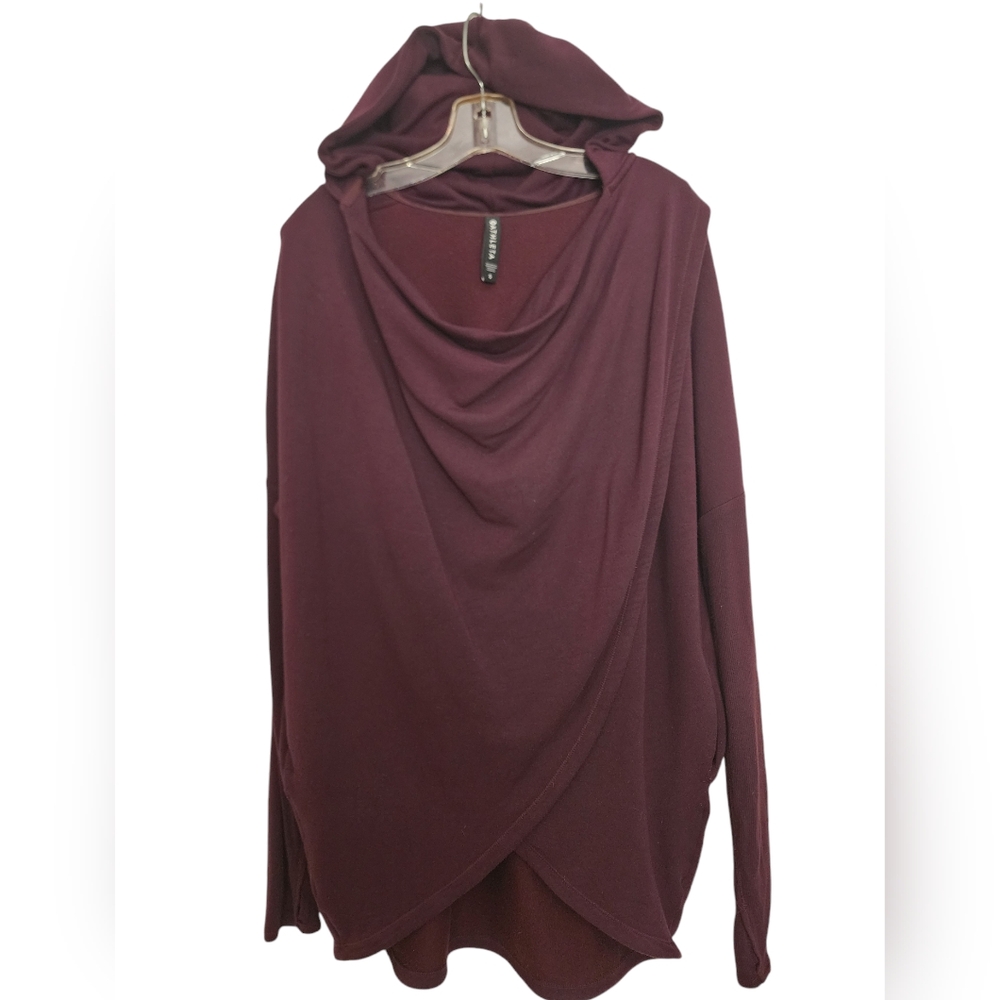 Athleta Purana Plum Burgandy Long Sleeve Wrap Sweatshirt Small Medium